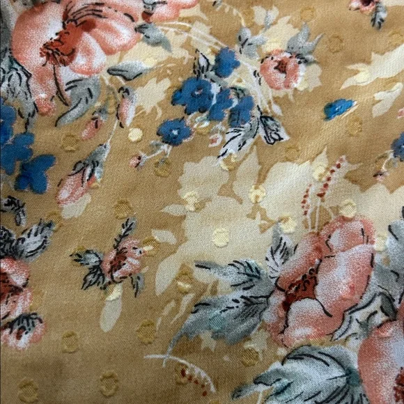 Sabo Keisha Floral Mini Dress Beige Peep Front Puff Sleeve Party SIZE XXS - Picture 10 of 10